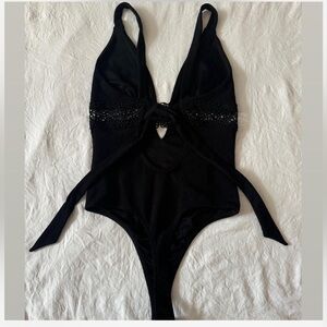 Bershka Black Tie-Back Bodysuit
